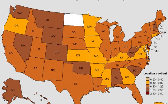 Concentration of jobs and