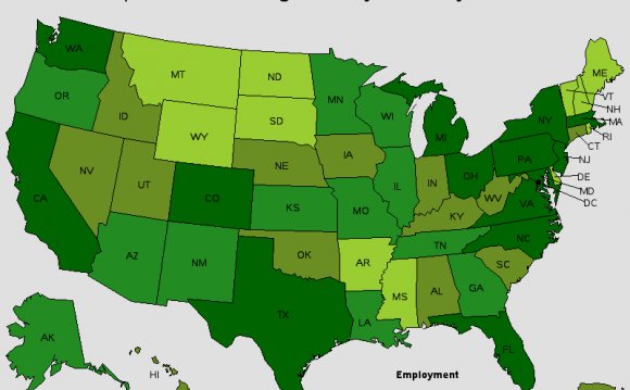 Areas with employment in