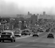 Air pollution over Denver traffic
